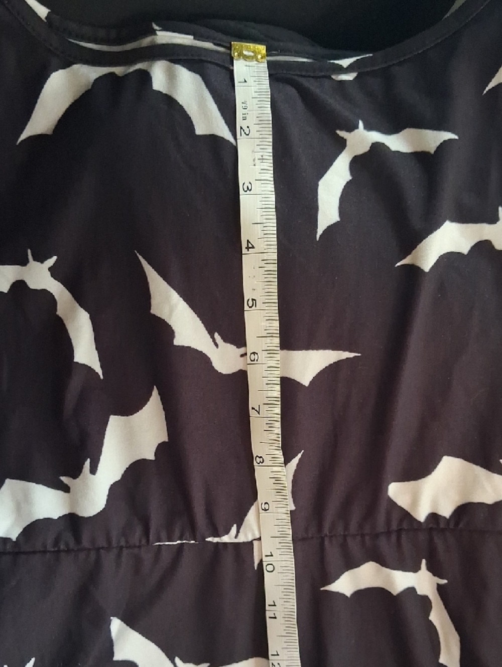 Black and White Bat-Print Women’s Dress Witb Built In Shorts - Picture 5 of 6